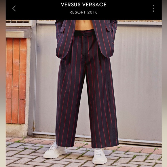 Versus Versace Striped Wool Pants - Picture 1 of 6